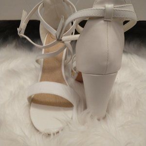 4inch White strappy leather heels.